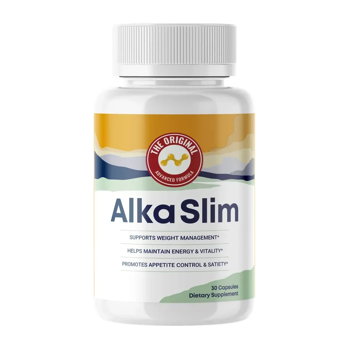 Alka Slim dietary supplement bottle, 30 capsules, the original advanced formula